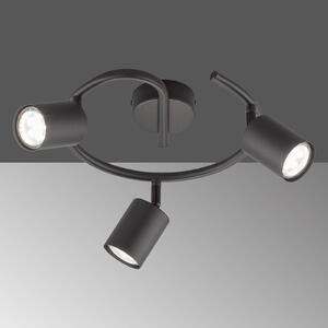 FISCHER & HONSEL Faretto LED da soffitto Vano, nero, 3 luci rotondo