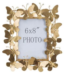 Cornice Butterfly Glam 28x11,5x30,5 cm in Ferro e Vetro Oro