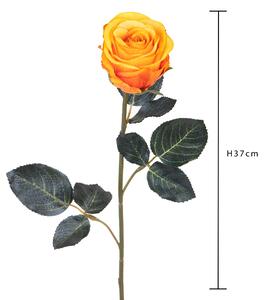 Set 8 Rose Artificiali Semi Aperta Altezza 37 cm Arancio