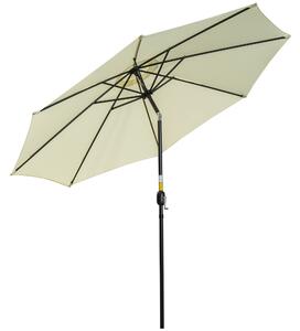 Outsunny Ombrellone da Giardino Inclinabile a 8 Stecche con Manovella, in Metallo e Poliestere, Ø295x250 cm, Beige