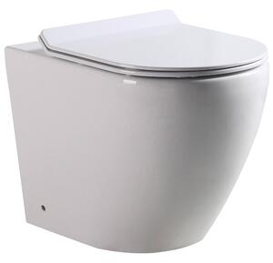 Coppia di Sanitari WC e Bidet a Terra Filo Muro in Ceramica 37,8x56,5x41cm Bianco
