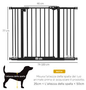PawHut Cancellino per Cani Regolabile Fino a 100 cm Senza Viti con 2 Estensioni e Altezza 72 cm, Nero