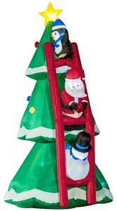 Albero di Natale Gonfiabile 162x125x247 cm con Babbo Natale e Luci LED