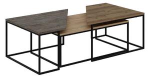 Set di 3 tavolini con piano in legno di noce naturale 70x110 cm Titan - Marckeric
