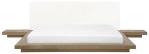 Letto ad acqua giapponese in legno chiaro 180 x 200 cm struttura in legno a basso profilo con materasso camera da letto Beliani