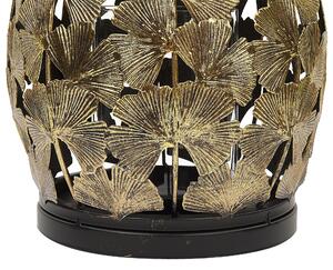 Lanterna in Metallo dorato 27 cm con Portacandele in Vetro Motivo Foglia Moderno Beliani