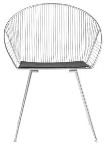 Set di 2 sedie da pranzo Struttura in metallo argento Seduta in ecopelle nera Design industriale moderno Beliani