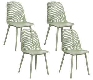 Set di 4 sedie da pranzo Seduta e gambe sintetiche verde chiaro Schienale a rete aperto Design moderno e minimalista Beliani