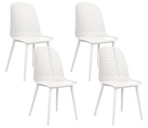 Set di 4 sedie da pranzo Seduta e gambe sintetiche bianco Schienale a rete aperto Design moderno e minimalista Beliani