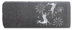 Asciugamano natalizio in cotone grigio con renna Šírka: 50 cm | Dĺžka: 90 cm