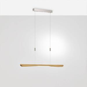 Lampada LED a sospensione Quitani Hiba, rovere naturale, lunghezza 118 cm