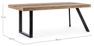 Tavolo da Pranzo 200x100x77 cm in Acciaio e Legno