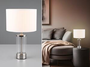 Lampada da tavolo GRAZIA argento Paralume in tessuto bianco