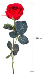 Set 8 Rose Artificiali Semi Aperta Altezza 37 cm Rosso