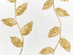 Cuscino decorativo in cotone bianco e oro 30 x 50 cm Cuscino decorativo rettangolare fatto a mano con motivo floreale ricamato a foglie e sfoderabile Beliani