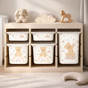 Adesivi per Contenitori IKEA Trofast Orsetto sull'arcobaleno S / Grigio/Beige