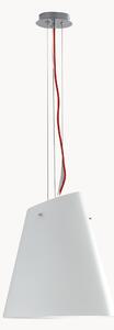 Lampadario a Sospensione Metallo Cromo Vetro Opale Cavo Rosso Moderno E27 Ambiente I-ERMES-S3