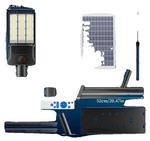 Lampione solare con sensore di movimento, ad alta efficienza energetica, composto da 2 pannelli solari e 1 lampada, con una capacità di 36A