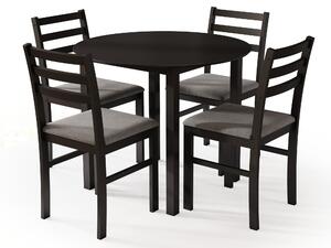 Set TORINO Tavolo rotondo + 4 sedie Nero / Grigio Chiaro