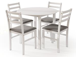 Set TORINO Tavolo rotondo + 4 sedie Bianco / Grigio Chiaro
