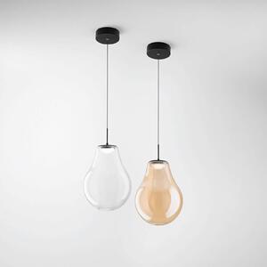 Fabas Luce Lampada LED a sospensione Noa, ambra, vetro, Ø 25 cm, CCT, dimmerabile, Crema / Ambra, Soggiorno / Sala da pranzo, Vetro, Moderno