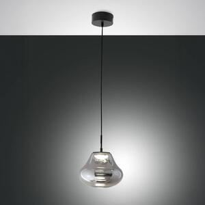Fabas Luce Lampada a sospensione in vetro Deva, dimmerabile, Alluminio / Grigio / Zincato, Soggiorno / Sala da pranzo, Vetro, Moderno, Lampada a sospensione