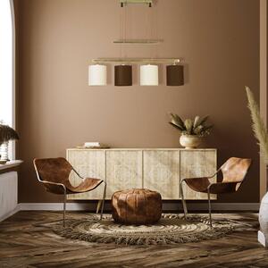 Näve Sospensione Tilde, tessuto, 4 luci, marrone/beige