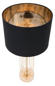 Lampada da Tavolo Glam Towy Ø25x51 cm in Ferro e Tessuto Nero e Oro