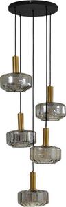 Lindby lampada a sospensione Hildur, 5 luci, Ø 22 cm, grigio fumo, vetro