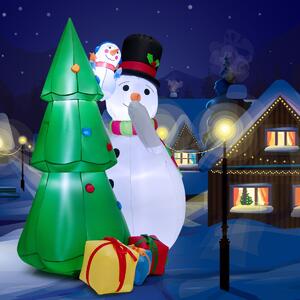 Costway Decorazione gonfiabile di Natale con luce incorporata, Albero invernale con pupazzo di neve scatole regalo
