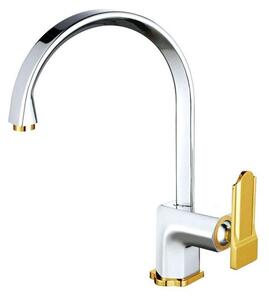 Rubinetto da cucina in ottone, girevole, con acqua calda e fredda