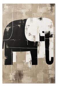 Elefante nero - silhouette astratta su sfondo beige effetto invecchiato