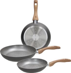 Tognana Padelle Antiaderenti Induzione in Alluminio Set 3 Pezzi 20-24-28 cm colore Grigio - Grancucina