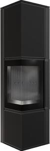 Stufa in acciaio KRATKI TORA/L 8 kW Ø 150 quarzo sinterizzato Nero Assoluto rivestimento nero con porta a molla