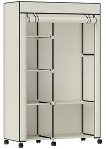 HOMCOM Armadio con appendiabiti e ripiani aperti, mobile contenitore 6 ruote, 103x43x162,5 cm, crema | Aosom Italy