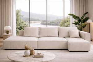 Moderno divano ad angolo beige con comodi cuscini per il vostro salotto - Alta qualità