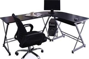 Scrivania per computer, colore nero/grigio argento, modello CT-3802/2075