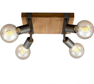 Faretto orientabile e girevole 4x E27 metallo-legno canna Briloner
