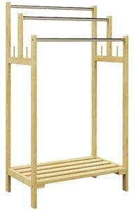 HOMCOM Portasciugamani da Terra in Bambù con 3 Barre in Acciaio e Inossidabile Mensola Aperta, 50,5x31x90 cm, Naturale | Aosom Italy