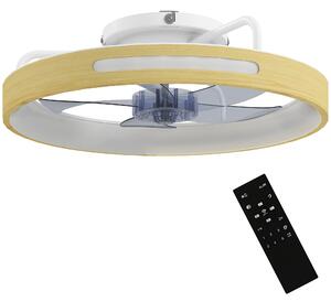 HOMCOM Ventilatore da Soffitto con Luce LED a 3 Colori e Telecomando, 6 Velocità e timer, 49x49x12.5 cm, legno naturale | Aosom Italy