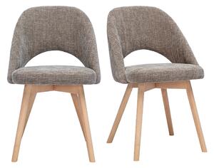 Sedie scandinave in tessuto effetto velluto strutturato tortora e legno chiaro (set di 2) COSETTE