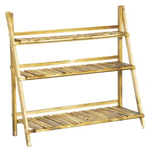 Outsunny Portapiante Pieghevole Portavasi in Legno di Abete con 3 Livelli Scaffale da Esterno per Piante Portafiori 100x37x93cm|Aosom