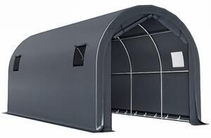 Outsunny Tenda per Garage 3x6 m Impermeabile con Telo PE Resistente e Struttura in Metallo Galvanizzato UPF 30+, Grigio Scuro | Aosom Italy