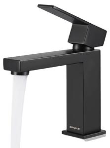Miscelatore per lavabo, design contemporaneo, acciaio inossidabile resistente, colore nero, attacco G3/8