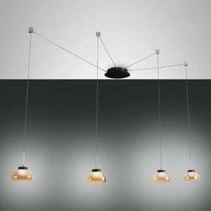 Fabas Luce Lampada LED sospensione Arabella 4 luci nero/ambra