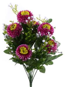 Set 4 Bouquet Artificiali di Aster Pon Pon Altezza 42 cm Viola