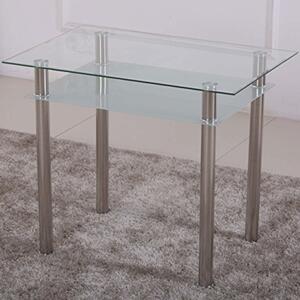 Tavolo da pranzo HOOZ in vetro con vetro di sicurezza da 6 mm e taglio sfaccettato - Tavolo in vetro come tavolo da pranzo/tavolo da cucina (90x60x75 cm, satinato)