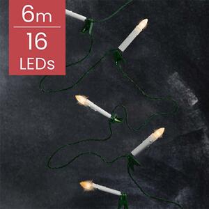 Lumineo catena di luci a candela 16 LED 6 m classica calda