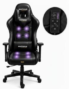 MaxPodium Tactical SMI, sella da gioco tattica con funzione massaggio, colore nero – sedia da ufficio ergonomica, capacità di carico 150 kg