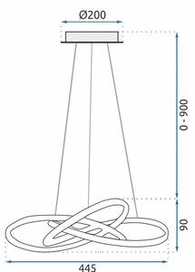 Lampada Da Soffitto Pensile Ring Moderno LED+Telecomando APP391-CP Cromo